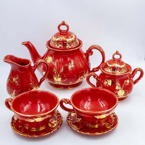 Servizio da te completo Garofano Rosso & Oro