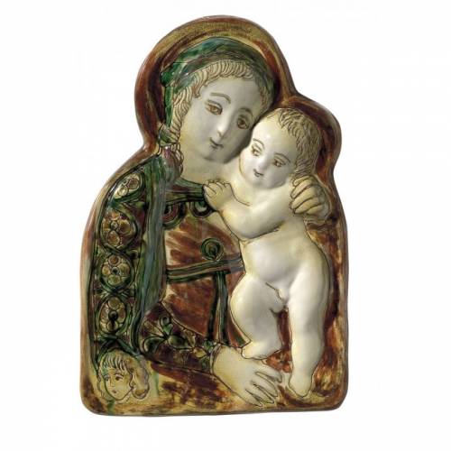Madonna col Bambino del '600 Imolese. Dimensioni: 39,3 x 27 x 4,6 cm. 