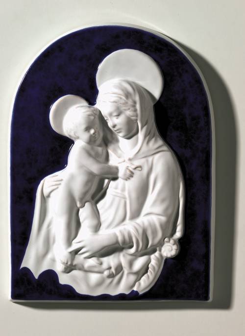 Madonna col Bambino (fondo ad arco). Dimensioni: 33,7 x 24,8 x 4,8 cm. 