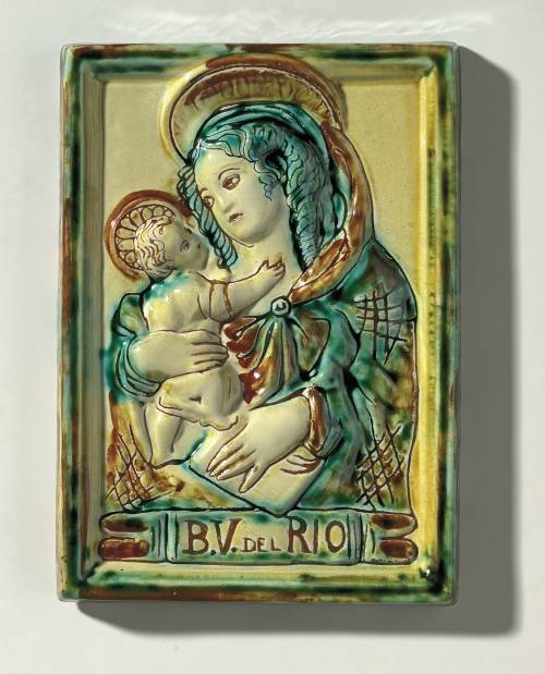 Beata Vergine del Rio o Madonna Del Pilastro. Dimensioni: 21,6 x 30,4 x 2,6 cm. 