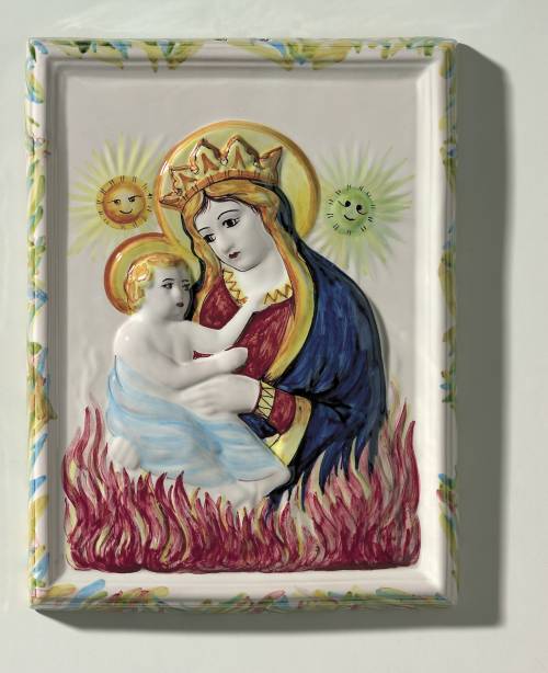 Our Lady of the Fire, ForlÃ¬. Dimensions: 22.8 x 30.3 x 2.8 cm.