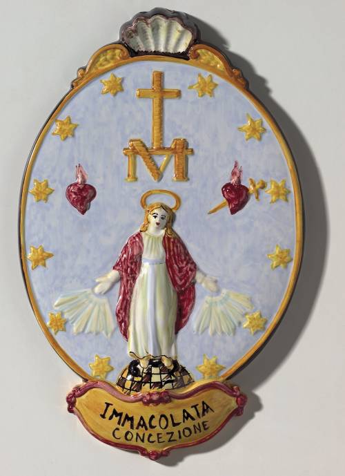 Madonna della Medaglia Miracolosa. Dimensioni: 39,1 x 24,8 x 4,6 cm.