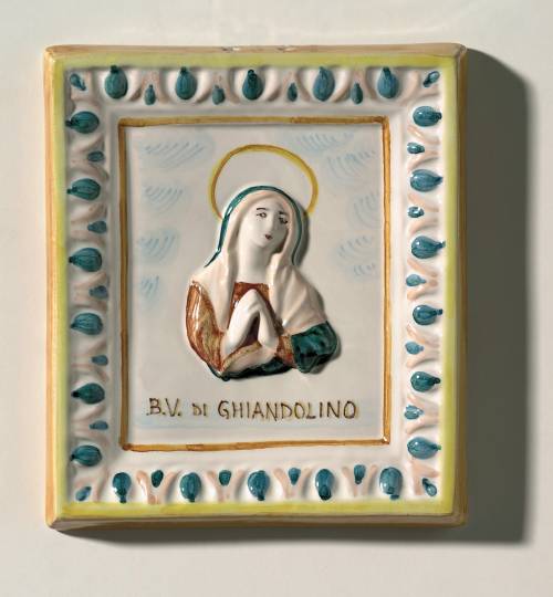 Beata Vergine della Misericordia di Ghiandolino. Dimensioni: 14,6 x 16,8 x 1,6 cm.